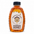 Hannan Beekeeping Sourwood honey in a centered 32 oz PET bottle on a white background